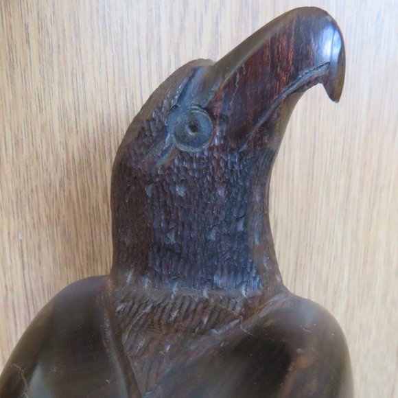 Vintage Solid Carved IRONWOOD Hawk Eagle Sculpture 10.5" High (239V) - Picture 7 of 10